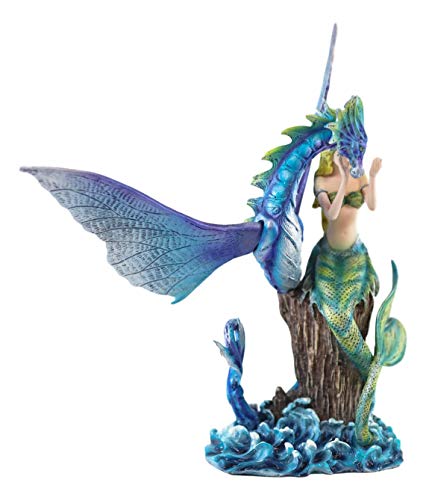 Estatua Decorativa Sirena con Dragón 12 pulgadas miniatura 5