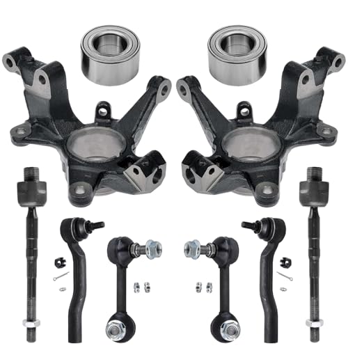 Image of Detroit Axle - 10pc Front Loaded Knuckles Kit for 2007-2013 Mazda CX-9, 2 Steering Knuckles 2 Wheel Bearings 2 Sway Bars 4 Outer Inner Tie Rods 2008 2009 2010 2011 2012 Replacement