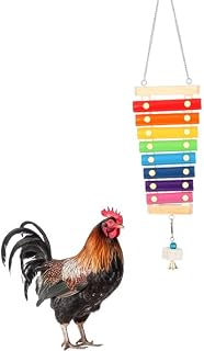Chicken Xylophone Toy - Suspensible Wood Musical Toy, Chewing and Pecking Accessory for Bird Cage