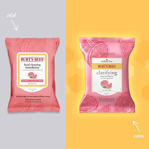 Burts Bees Facial Cleansing Towelettes, Pink Grapefruit, 30-Piece, 30 Count (Pack of 1) - Image 2