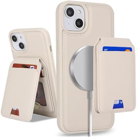 SailorTech for iPhone 14 case with Credit Card Holder mag Safe,for iPhone 14 Phone Leather Case Wallet for Women Compatible mag Safe Wallet Detachable 2-in-1 for Men-Beige Cover