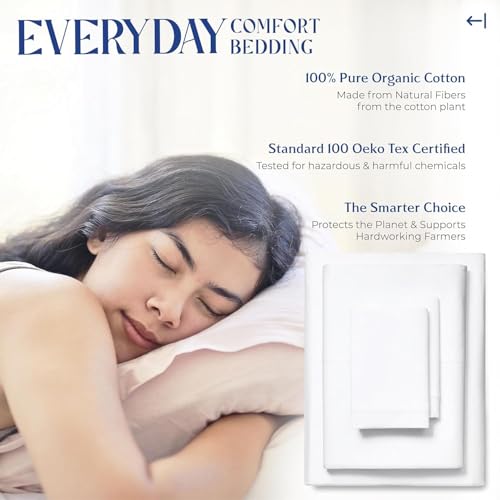 Image of Mayfair Linen 2 Pack Organic Cotton Sheets Queen Size, 16 inch Deep Pocket