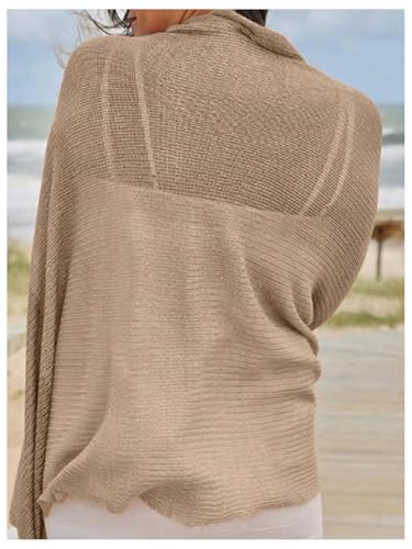 SHENHE Women's Solid Knit Pullover Crochet Mesh Boho Lightweight Sweater Pullovers2