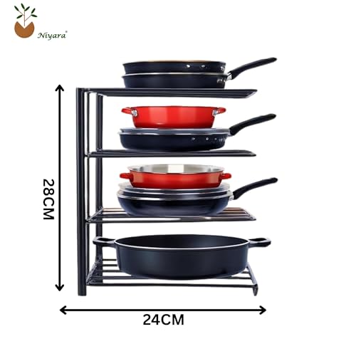 Image of Niyara Iron Metal Heavy Duty Stand Multistorage /Multipurpose Standing Rack, Bathroom Countertop Storage Shelf Cosmetic Organizer Holder Kitchen Spice Rack (Tawa stand)