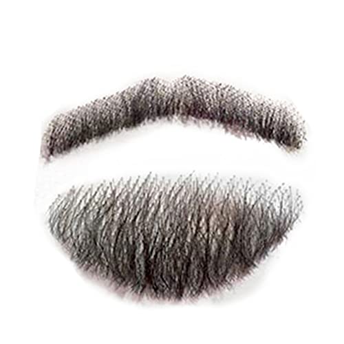 RemeeHi Natürlicher schwarzer Herren-Bart aus Echthaar, Spitze, handgefertigt, künstlicher Schnurrbart, Kostüm, 3–5#