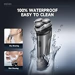 ENCHEN BlackStoneMax Men's Electric Shaver 3D Rotating Head, Cordless, Wet Dry, Water Proof, Rechargeable, Portable, Black ABS Metal