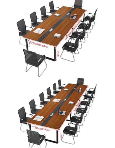 Dnowegas会議テーブル ミーティングテーブル オフィスデスク 多人数 6～12 人用長机 サイズ選択 配線ボックス・ケーブル収納付き 強力耐荷重 防水耐火耐摩耗耐傷性 スチールフレーム安定揺れない 机下コンセント設置可能 組立簡単 省スペース重ね収納 長方形大型デスク 企業オフィス 会議室 テレワーク チーム作業 セミナー会場 コワーキング 教育現場事務机300x120x74cm [5]