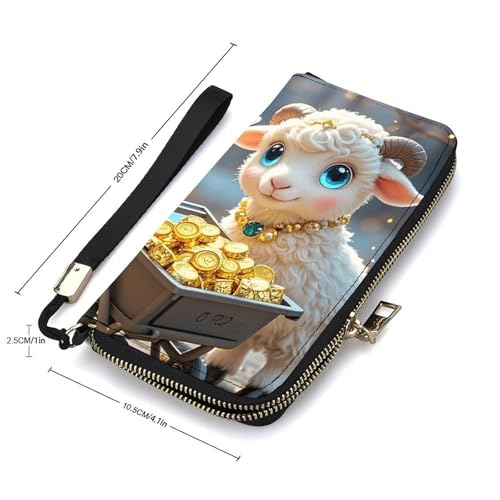 Little Lamb Brings Wealth Wallet, Elegant Wristlet Wallet with Multi-Card Slots, PU Leather Long Purse for Women, Men2
