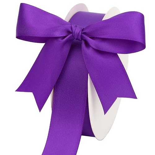 DINDOSAL Purple Ribbon 1 Inch x 25 Yards Double Face Satin Ribbon