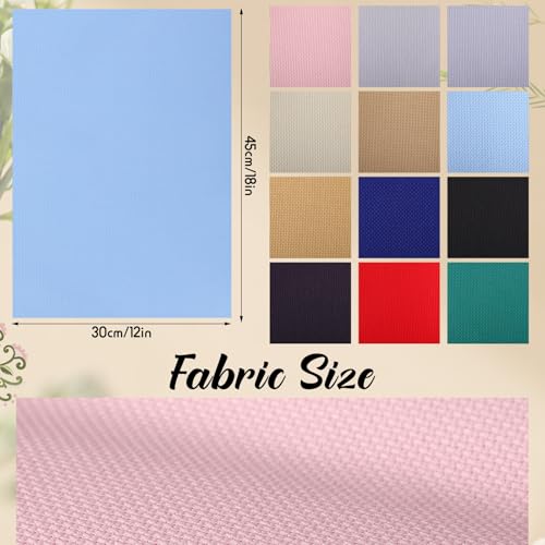 Image of HunnmingRe 12 Pcs Aida Cloth 12 Color 14 Count Cross Stitch Fabric DIY Cross Stitch for Embroidery DIY Handmade Art Craft(12 x 18 Inch)
