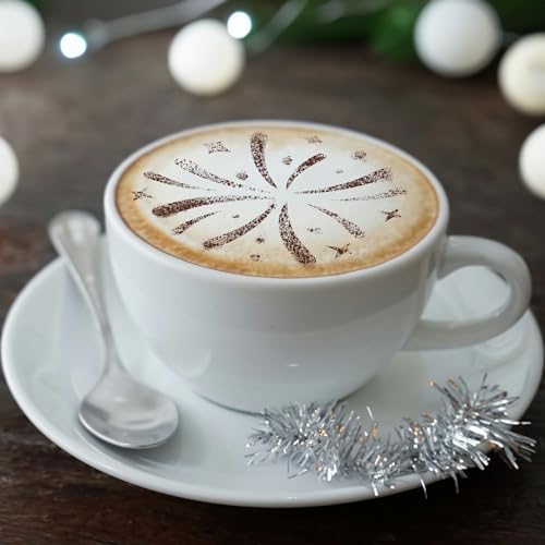 NAKLEO Coffee Cookies Decoration Reusable Plastic Baking Stencil - 7x7cm and 11x11cm / 2.8\'x2.8\' and 4.3\'x4.3\' - New Years Eve - Art Craft DIY Biscuit Pastry Cake Glaze Kitchen - Thumbnail 2