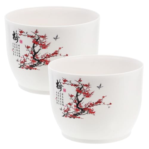 Abaodam 2 pièces Pot de Fleurs Hydroponique Plastique Épais Bac à Plantation pour Jonquille Jardinière Ronde Décorative pour Intérieur et Extérieur Bol à Plantes Polyvalent pour Jardin et