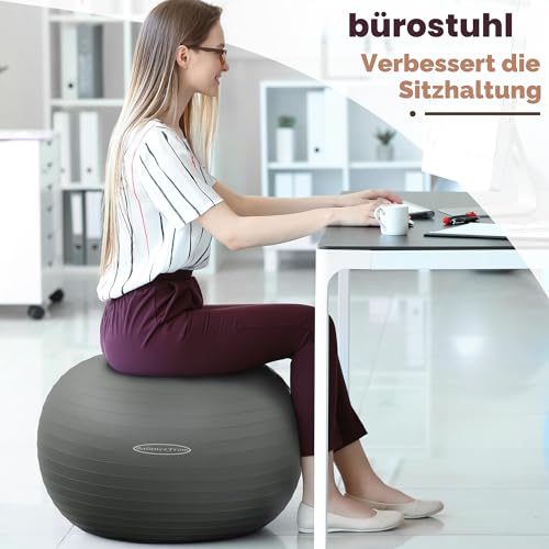 BalanceFrom Anti-Platz- und Rutschfester Gymnastikball Yoga-Ball Fitnessball Geburtsball mit Schnellpumpe, 0,9 kg Kapazität (38-45 cm, S, Grau)