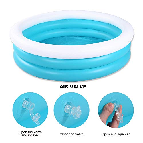 Inflatable Kiddie Pool, 60"x16" Thick Guardrail Swimming Pool for Kids, Blue & White Blow Up Pool for Kids Indoor Party Games, Wading Pool for Outdoor Backyard - Image 5
