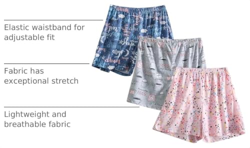 Image of PNAEONG 3 Pack Womens Cotton Pajamas Shorts Soft Elastic Waist PJ Bottoms