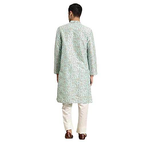 Image of SOJANYA Men's Silk Blend Printed Since 1958 Kurta Churidar Pyjama Set