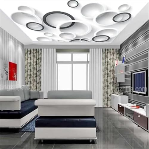 Fresque murale 3D pour salon et plafond au design géométrique