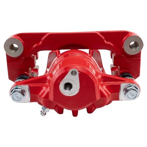 Image of TRQ Rear Brake Caliper Set Painted Red Compatible with 2010-2014 Subaru Legacy 2010-2014 Outback
