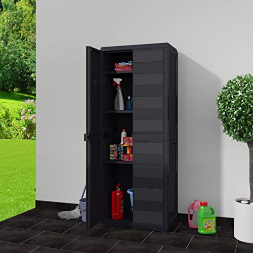 vidaXL Gartenschrank 3 Regale Geräteschrank Geräteschuppen Kunststoffschrank – Bild 8