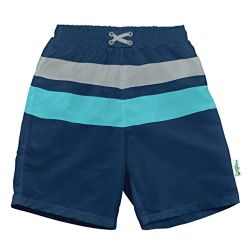 i play. by green sprouts baby-boys Trunks with Built-in Reusable Swim Diaper,Navy/Aqua,3T
