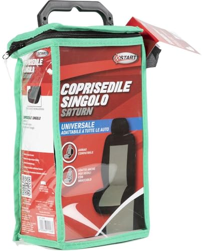Coprisedile Singolo Anteriore Saturn - Nero E Grigio - Adatto A Tutte Le Auto - Compatibile Anche Con I Sedili Con Braccioli - 3