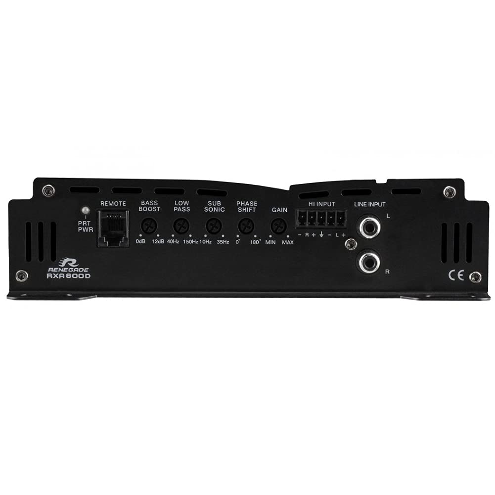 1 amplificador mono RENEGADE RXA800D RXA 800 D 1 canal clase d 400 vatios rms 800 vatios máx con bass boost específico para subwoofer, 1 pieza