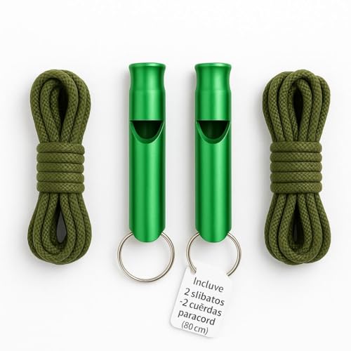 MISTER GIVER | Kit de 2 apitos de sobrevivência + 2 cordas | apito de emergência | 2 apitos de emergência + Paracord | apito leve com argola para carro, campismo, caminhadas | acessórios de