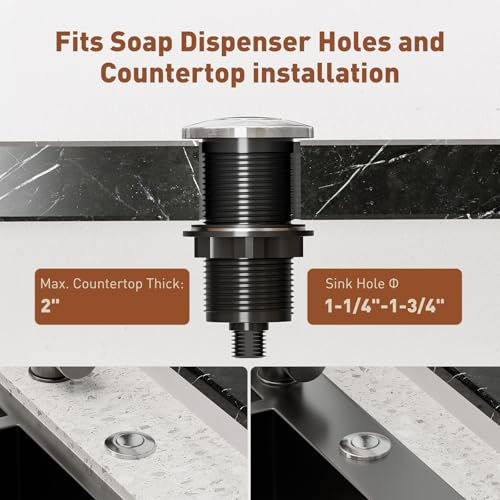 Image of Garbage Disposal Air Switch Kit Dual Outlet, Sink Top Button UL Listed | Waterproof Stainless Steel Countertop Button, Compatible for all Waste Disposer Models - Brushed Silver