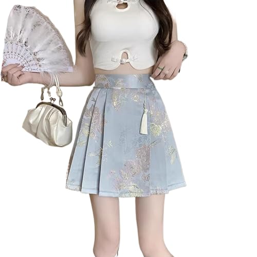Mini jupe en satin style chinois trapèze fluide à taille haute pour le look été tendance