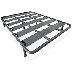 Somier 135 X 190 Con Patas DUÉRMETE ONLINE - Somier de Láminas Anchas Reforzado Anti - Ruido Estructura 40x30 mm con Juego de Patas Roscadas, Estabilidad y Robustez, 135x190