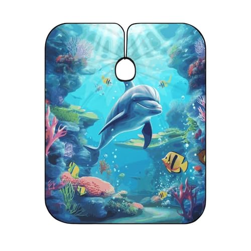 Capa para barbería con diseño Ocean Dolphin 66.9x56.7 pulgadas miniatura 6