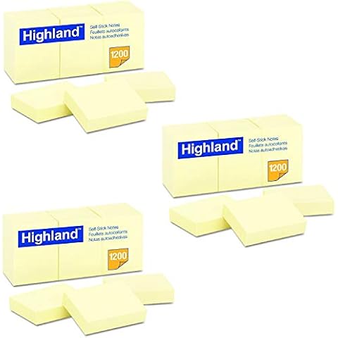 Highland 6539YW Self-Stick Notes, 1 1/2 x 2, Yellow, 100-Sheet (Pack of 36) Cover