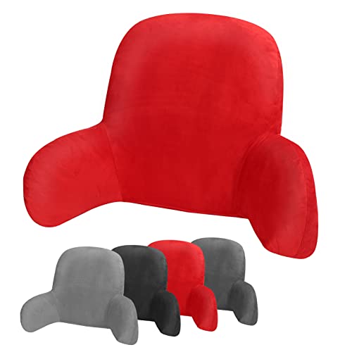 Dhouse Reading Pillow 58x40x25cm Lumbar Support Cushion with Removable Cover Sofa Chair Back Supports Pillow Portable Plush Relax Pillow for Arm Back Bed Sofa Pregnant Woman Rest (Red)