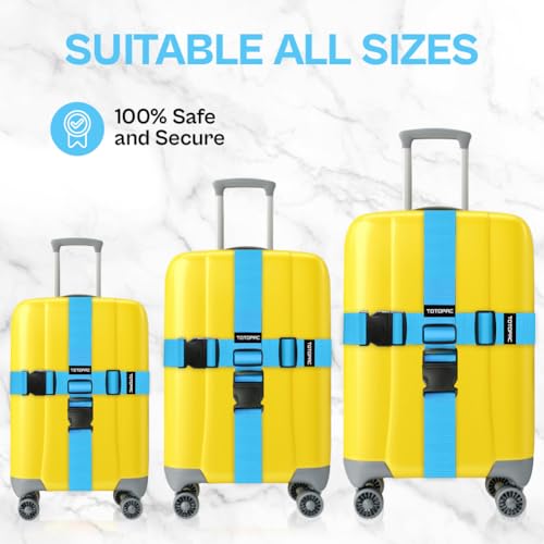 Image of 4 Pack Luggage Straps, Adjustable Suitcase Belts 72 inch x 2 inch with Quick Release Buckle, Durable Travel Accessories for Secure Luggage and Easy Identification (Blue)