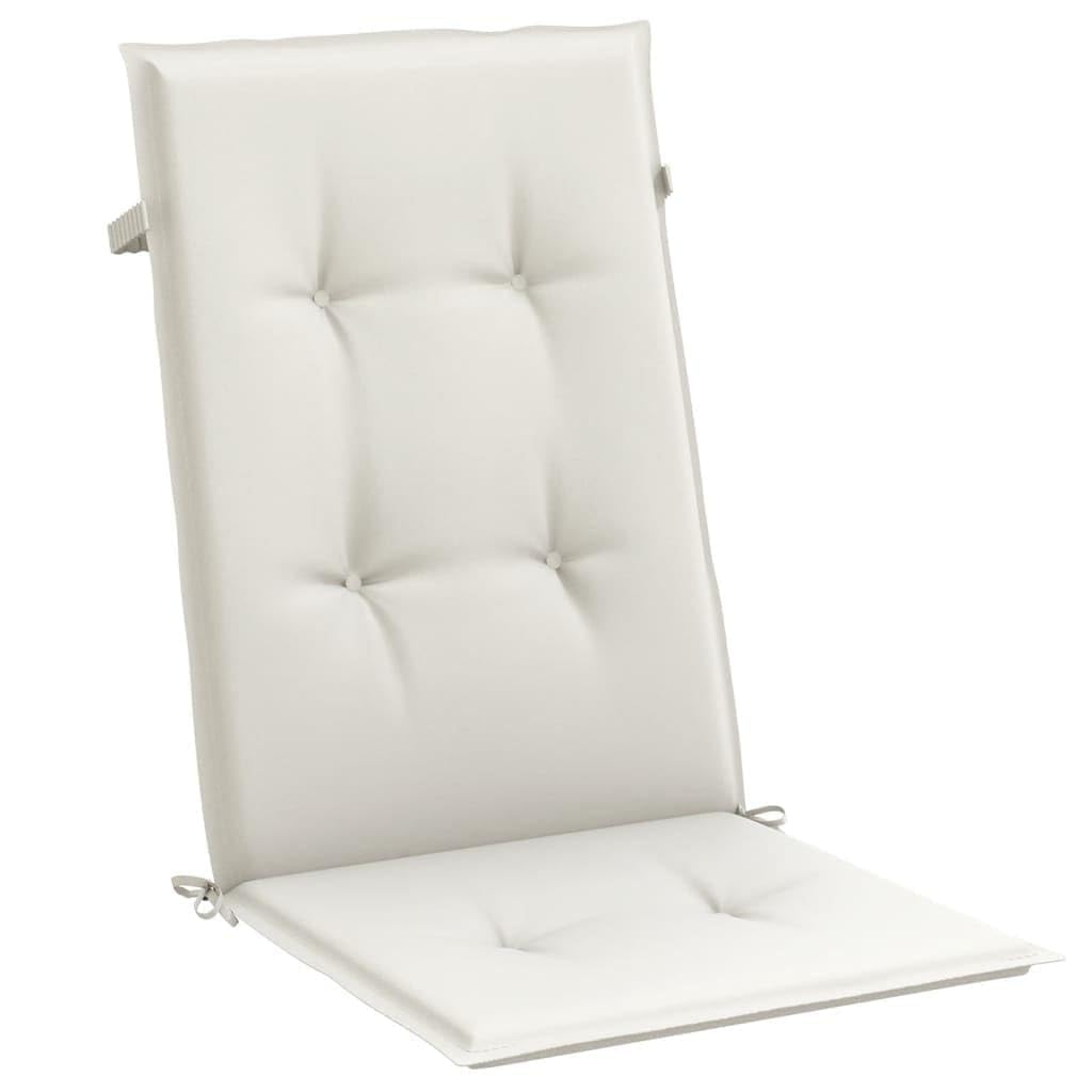 Hochlehner-Auflagen 2er-Set Creme-Meliert 120x50 cm, Polsterauflagen für Gartenstühle und Hochlehner, Weiche Stuhlkissen mit Haltebändern für Außen und Innen