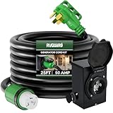 RVGUARD Emergency Power Combo Kit, 25 Foot 50 Amp Generator Cord and Power Inlet Box, NEMA 14-50P to SS2-50R Generator Cord with NEMA SS2-50P Pre-Drilled Generator Inlet Box, ETL Listed