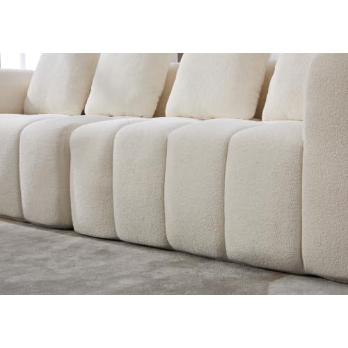 Modulares Ecksofa 3-Sitzer Couch – Montagefreies Sofa 260 cm mit hochdichtem Schaum, Samtstoff Dunkelgrau, tiefsitzend, kein Aufbau – ideal für Wohnzimmer & Lounge