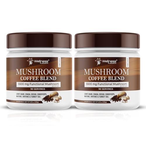 Organic Mushroom Coffee Instant, 7 Superfood Mushroom Blend, 180 Servings