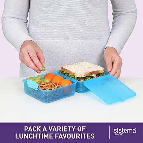 Sistema Lunch Box with Compartments | 1.4 L Lunch Cube | Food Storage Container with Lid | BPA-Free | Assorted Colours (Not Selectable)