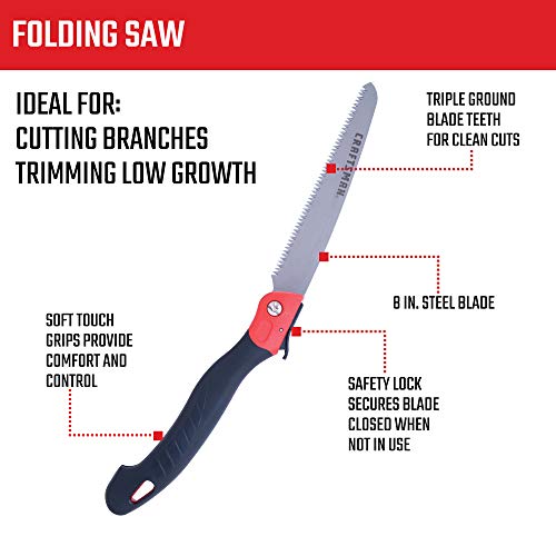 CRAFTSMAN Folding Hand Saw, 8 in. Blade, Compact Design, for Camping, Pruning, Cutting Wood, Branches or Brush - Image 3