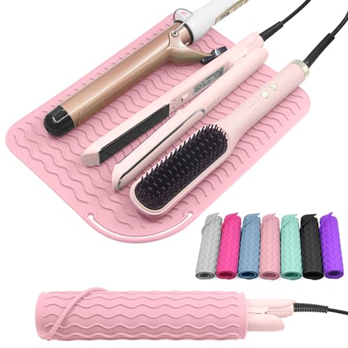 Suafrnut Plus Size Silicone Heat Resistant Mat Portable Travel Hot Tools Pad Cover for Curling Iron Flat Iron Hair Straightener and Other Hair Styling Tools(12.0 x 9.0)