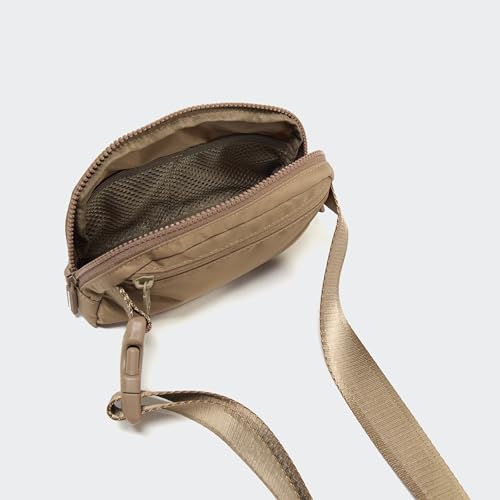 Image of Pander Two Way Zipper Fanny Pack Nylon Everywhere Belt Bag for Women, Water Repellent Waist Packs, Crossbody Bags with Adjustable Strap (Gray Brown)