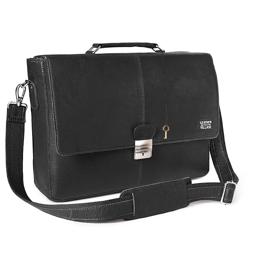 Image of LEATHER VILLAGE Leather Messenger Bag for Men, Handmade Laptop Briefcase