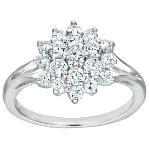 Sterling Silver Sparkling Cluster Ring Cover