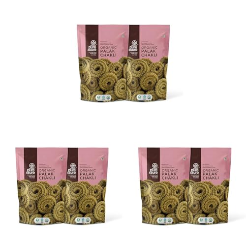 Image of Pure & Sure Organic Palak Chakli-240gm | Delicious Crunchy Namkeen & Snacks | Ready to Eat Tea Time Snacks, Cholesterol Free, No Trans Fats, No Preservatives| 120gm each (Pack of 6)