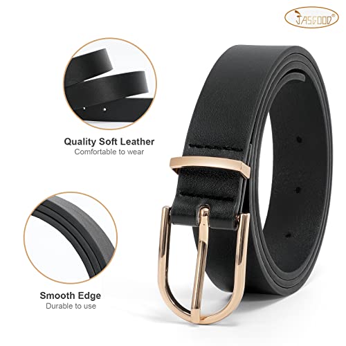 JASGOOD 2 Pack Women’s Leather Belts for Jeans Pants Fashion Ladies Belt with Silver Buckle4