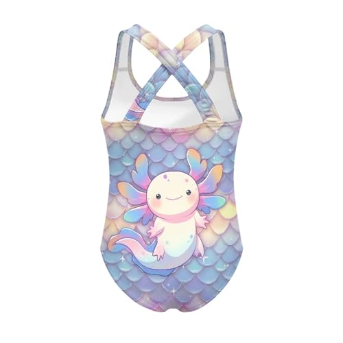 Image of Xpyiqun Swimsuit for Girls One Piece Bathing Suits Size 5-14 Sleeveless Swimwear Cross Shoulder Strap Swimming Wear