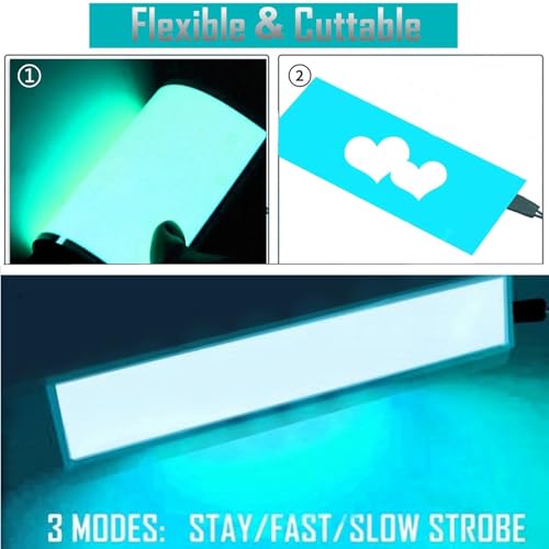 Image of Flexible Led Panel,Electroluminescent Panel Sheet EL Tape Cuttable Soft for Mask Eye Cosplay Party Decor DIY-Continuous /Slow Flash /Fast Strobe 3x24 cm Lightblue (Iceblue, 3 * 24)