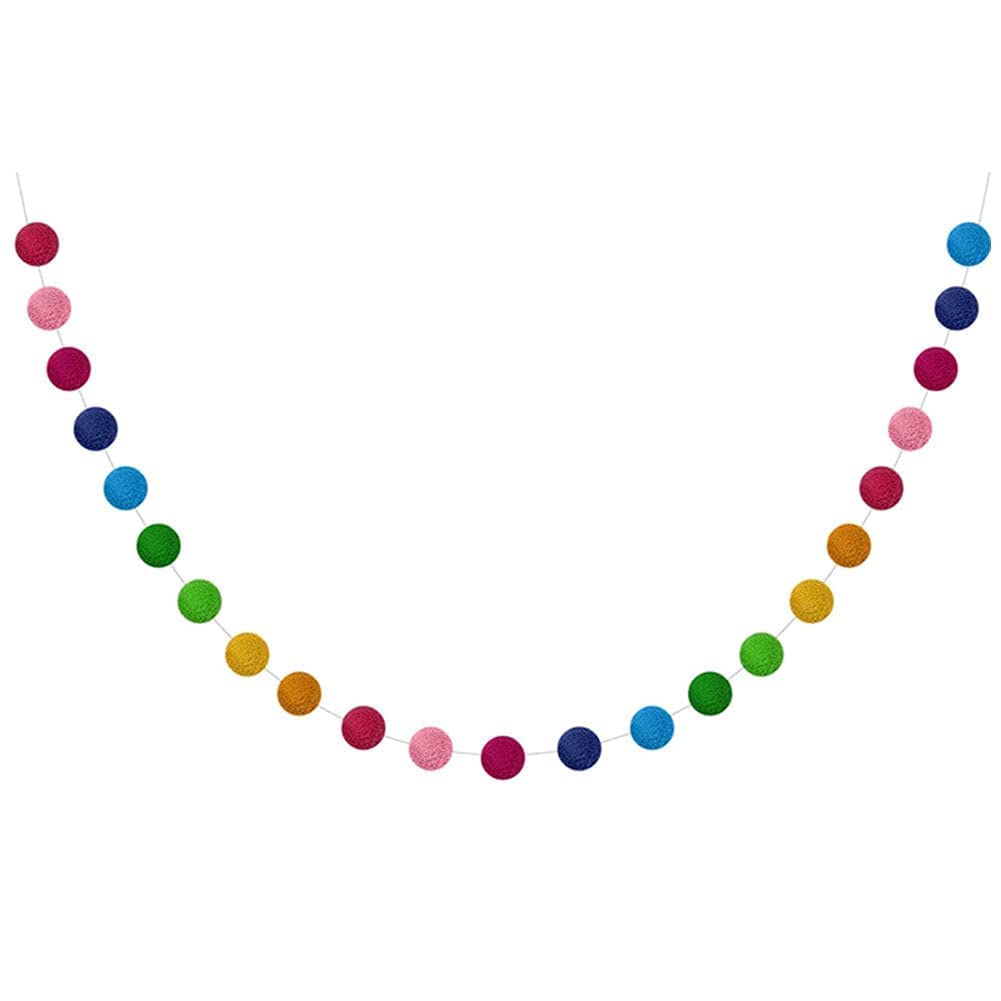 Guirnalda de bolas de fieltro navideño, guirnalda de bolas de fieltro de lana, pompones coloridos, guirnaldas de pompones, guirnaldas de bolas de fieltro arcoíris, pompones de lana coloridos, árbol