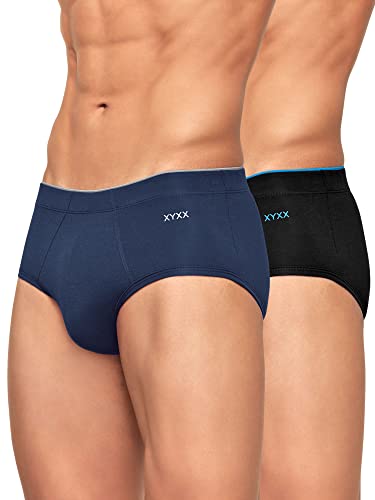 XYXX Men's Uno Micromodal Regular Fit Solid Antimicrobial Briefs with No Marks Waistband (Pack of 2)